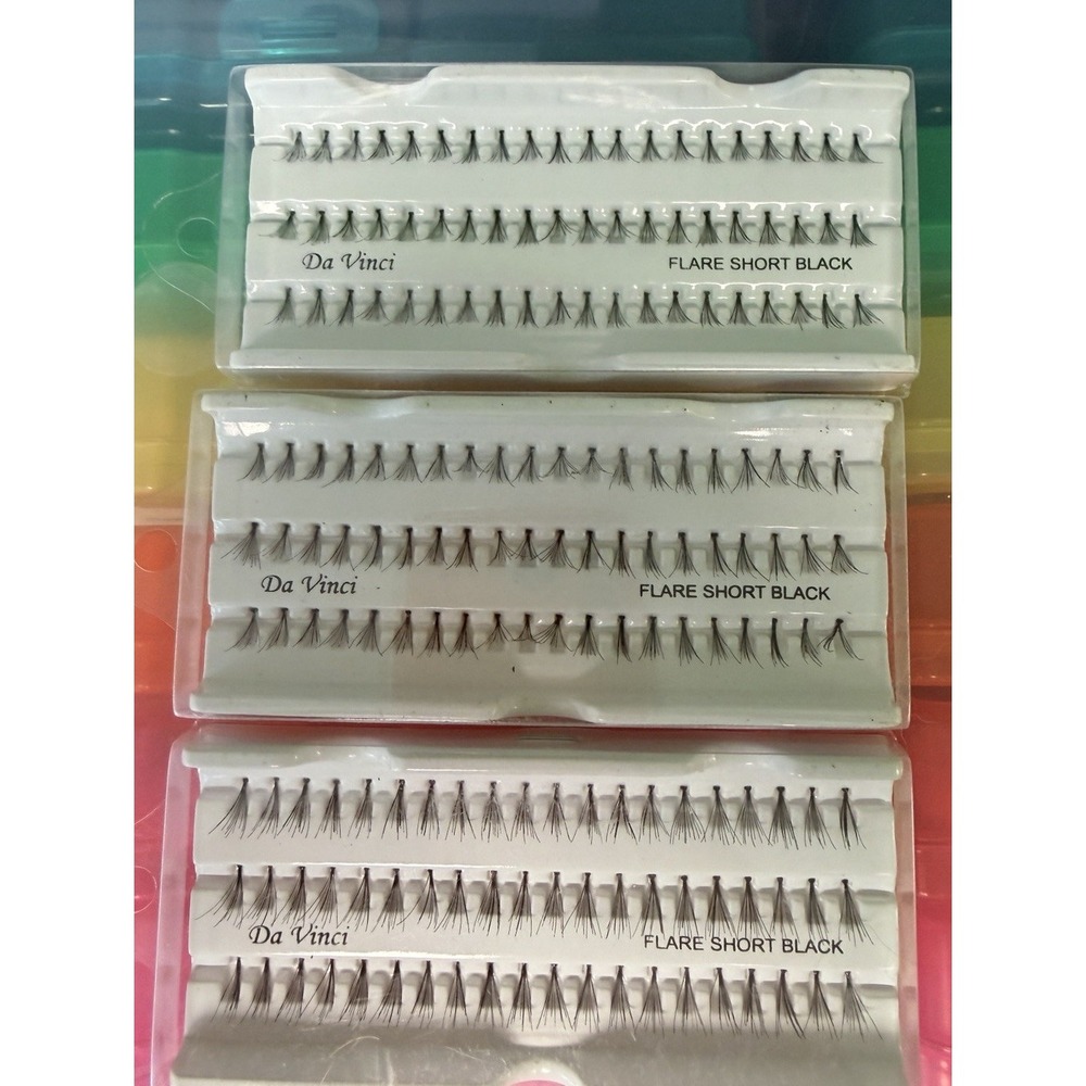 Eyelashes 100% Human Hair False Fake authentic Da Vinci USA Black Clusters 3 Set